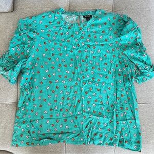 a.n.a Shirred Sleeve Floral Blouse Size XL